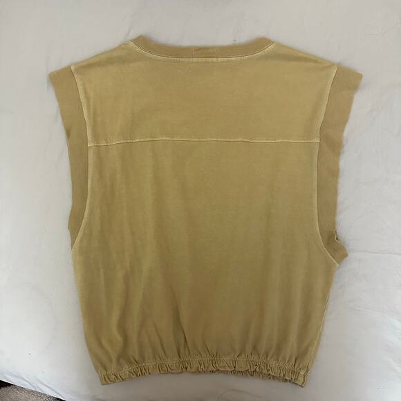 Mother The Swiper Crop Top Bronze Mist Tan Size Small Elastic Band Sleeveless - Picture 4 of 14